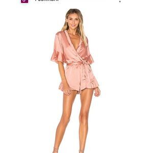 Revolve Overlover Peach Satin Romper Women’s Small